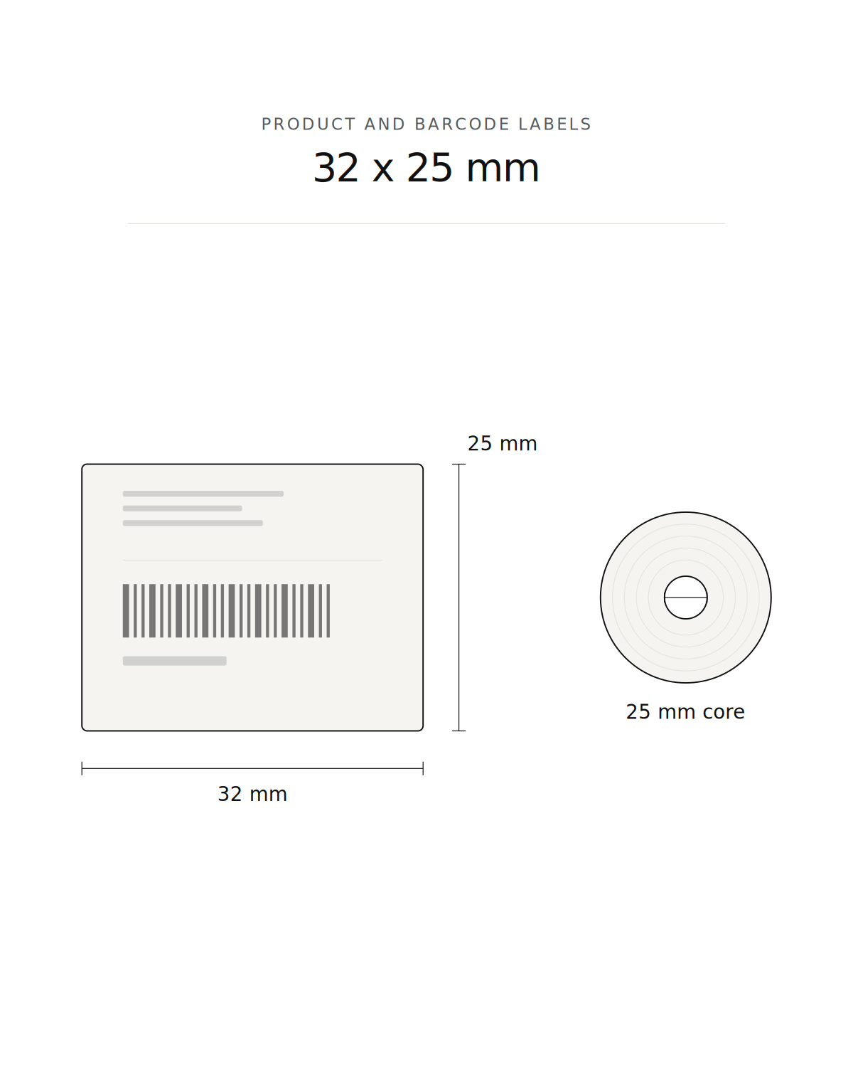 Product and barcode label, 32 x 25 mm, 2580 labels per roll, 25 mm core