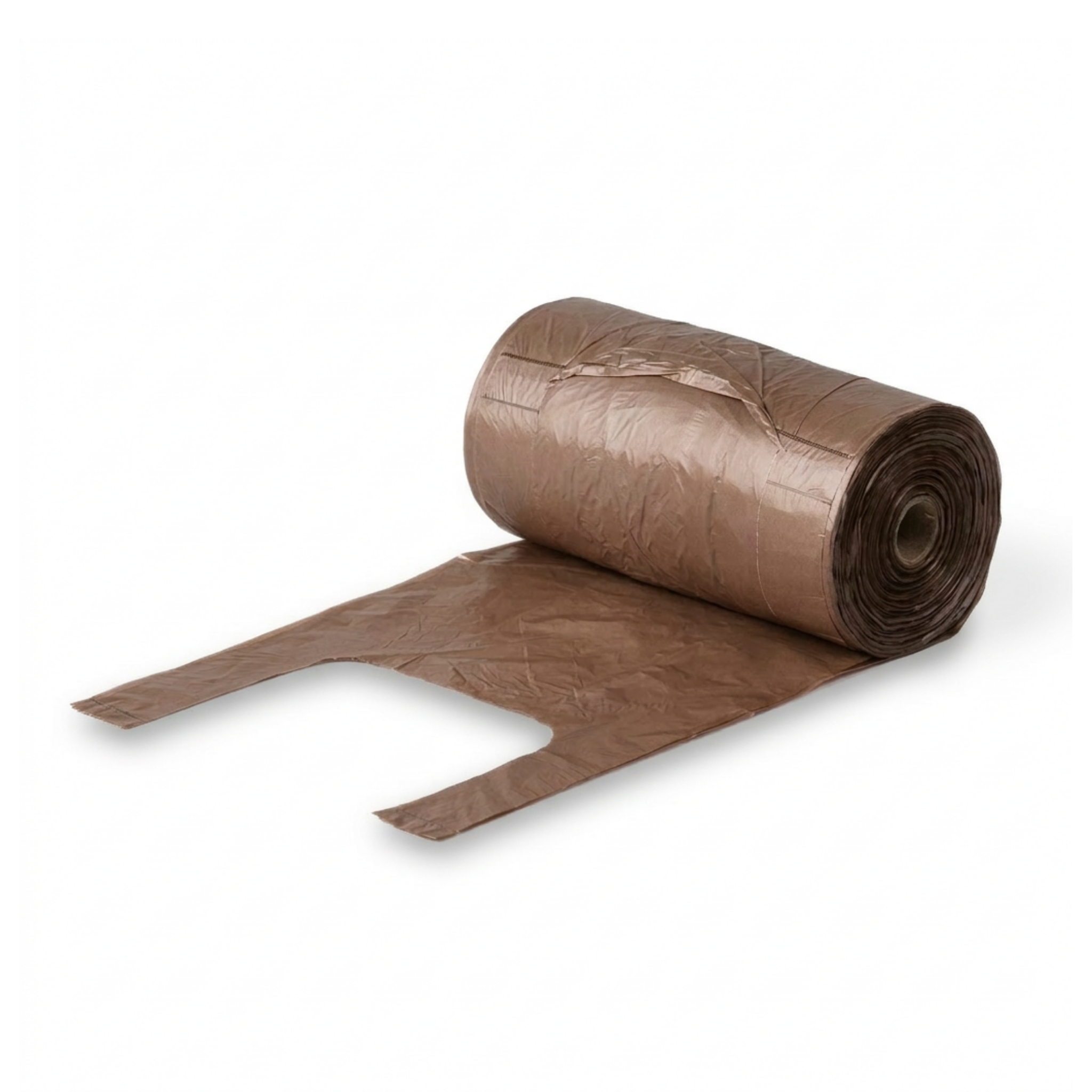 Brown T-shirt bags 7kg 120x500mm HDPE