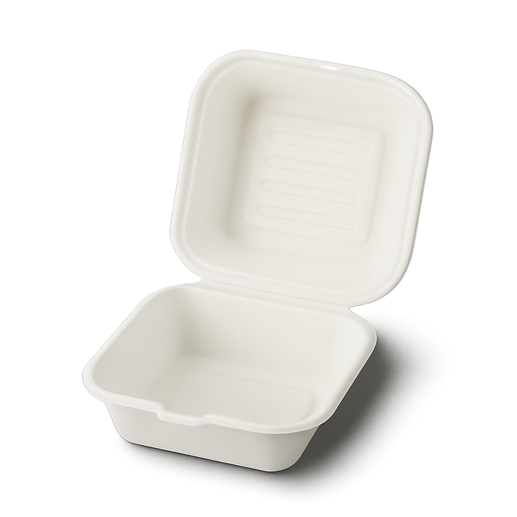 Bagasse hinged lid burger-box white