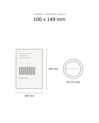 Thermal shipping label, 100 x 149 mm, 2952 labels per roll, 76 mm core