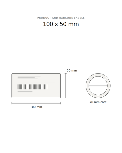 Product and barcode label, 100 x 50 mm, 3500 labels per roll, 76 mm core