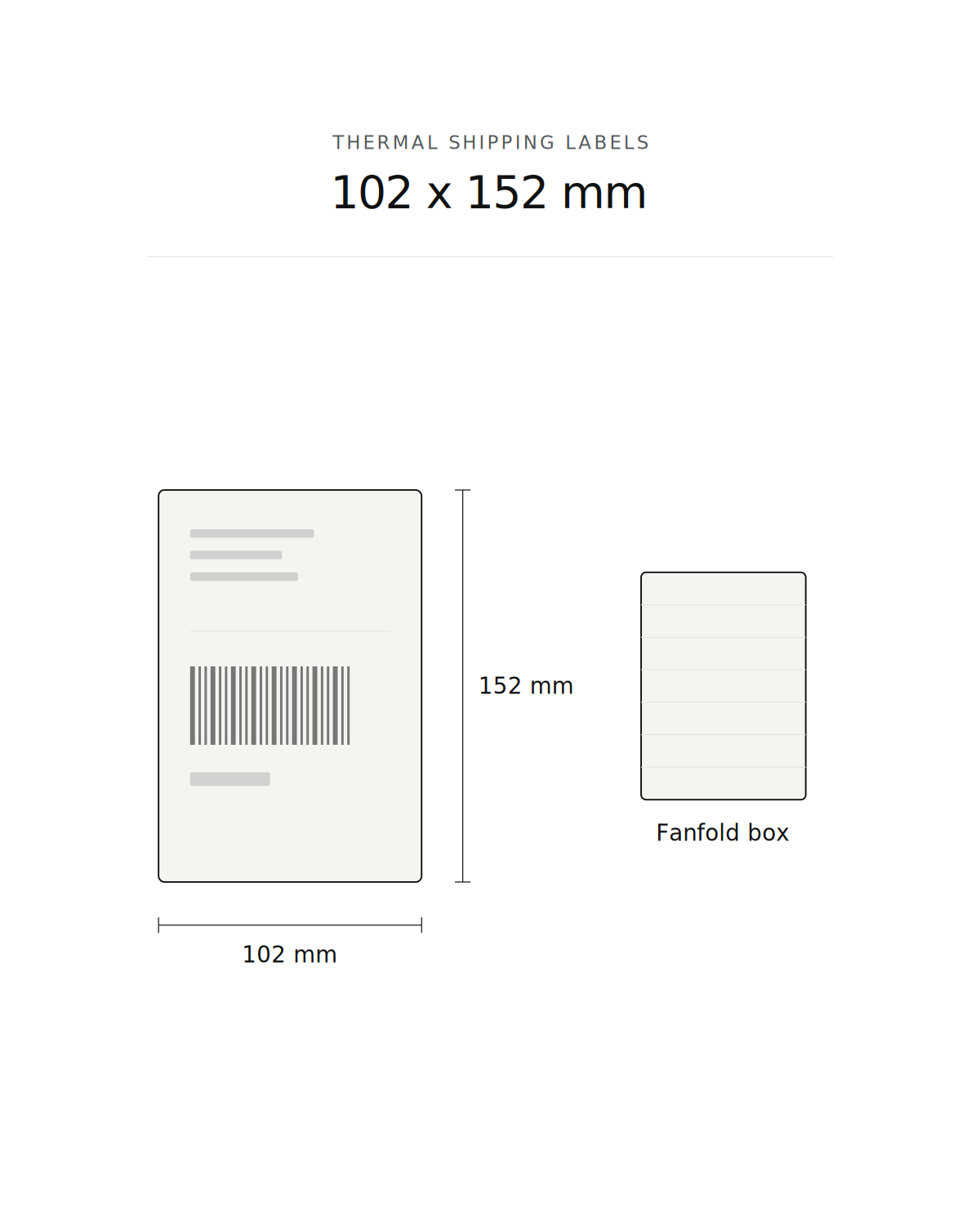 Thermal shipping label, 102 x 152 mm, 2000 labels, fanfold box
