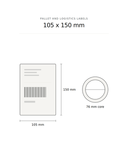 Pallet and logistics label, 105 x 150 mm, 1000 labels per roll, 76 mm core