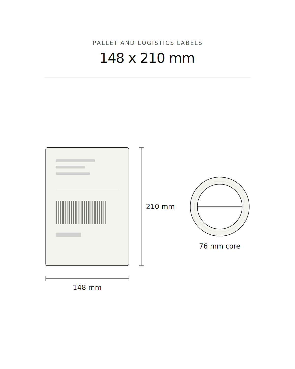 Pallet and logistics label, 148 x 210 mm, 1000 labels per roll, 76 mm core