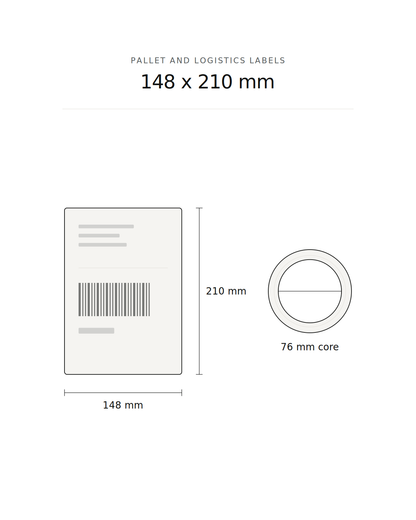 Pallet and logistics label, 148 x 210 mm, 1000 labels per roll, 76 mm core