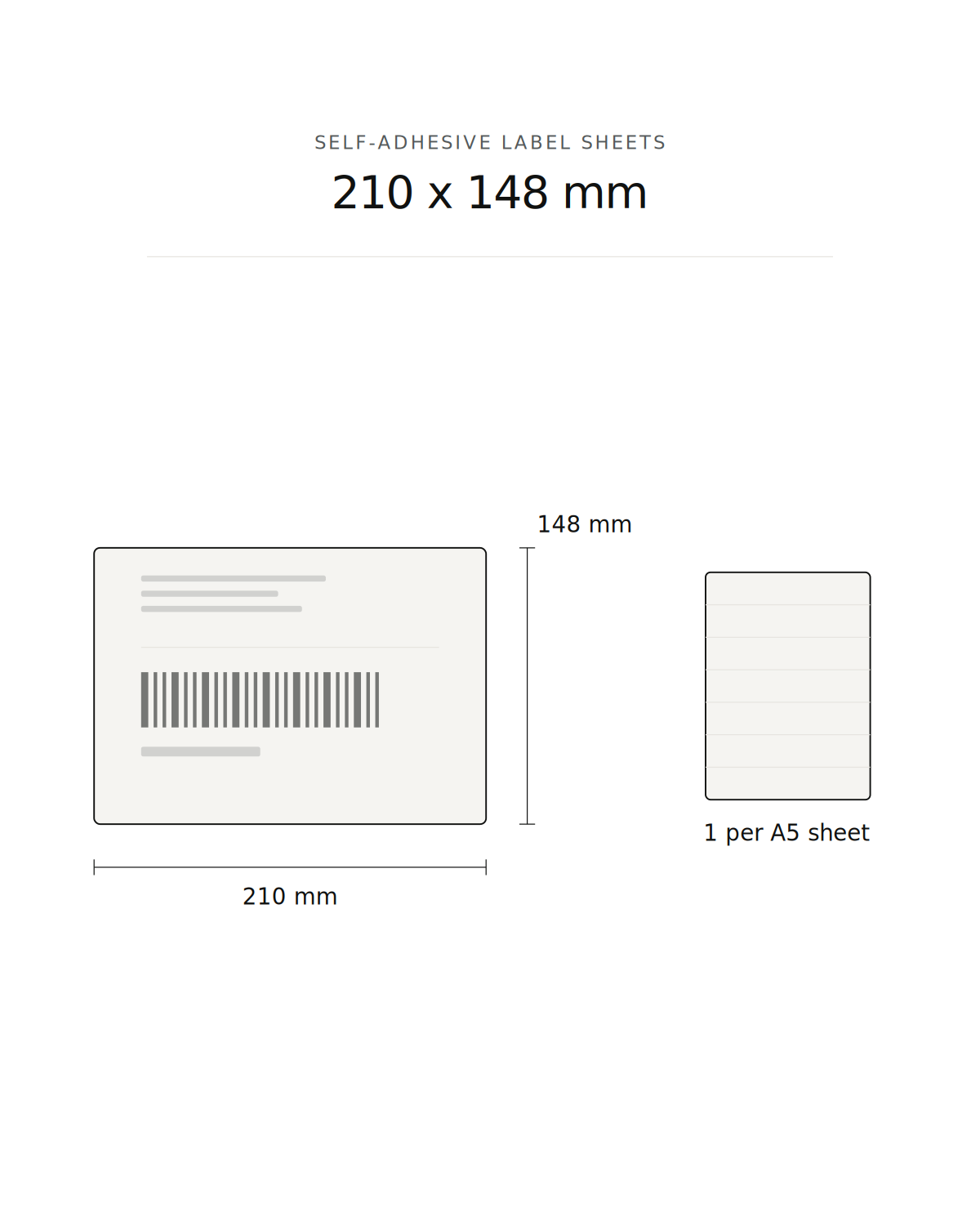 Self-adhesive label sheet, 210 x 148 mm, 1 per A5 sheet
